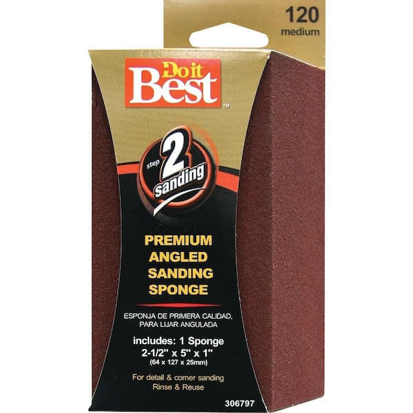 All-Source Angled 2-1/2 In. x 5 In. x 1 In. 120 Grit Medium Sanding Sponge 7305004 - main